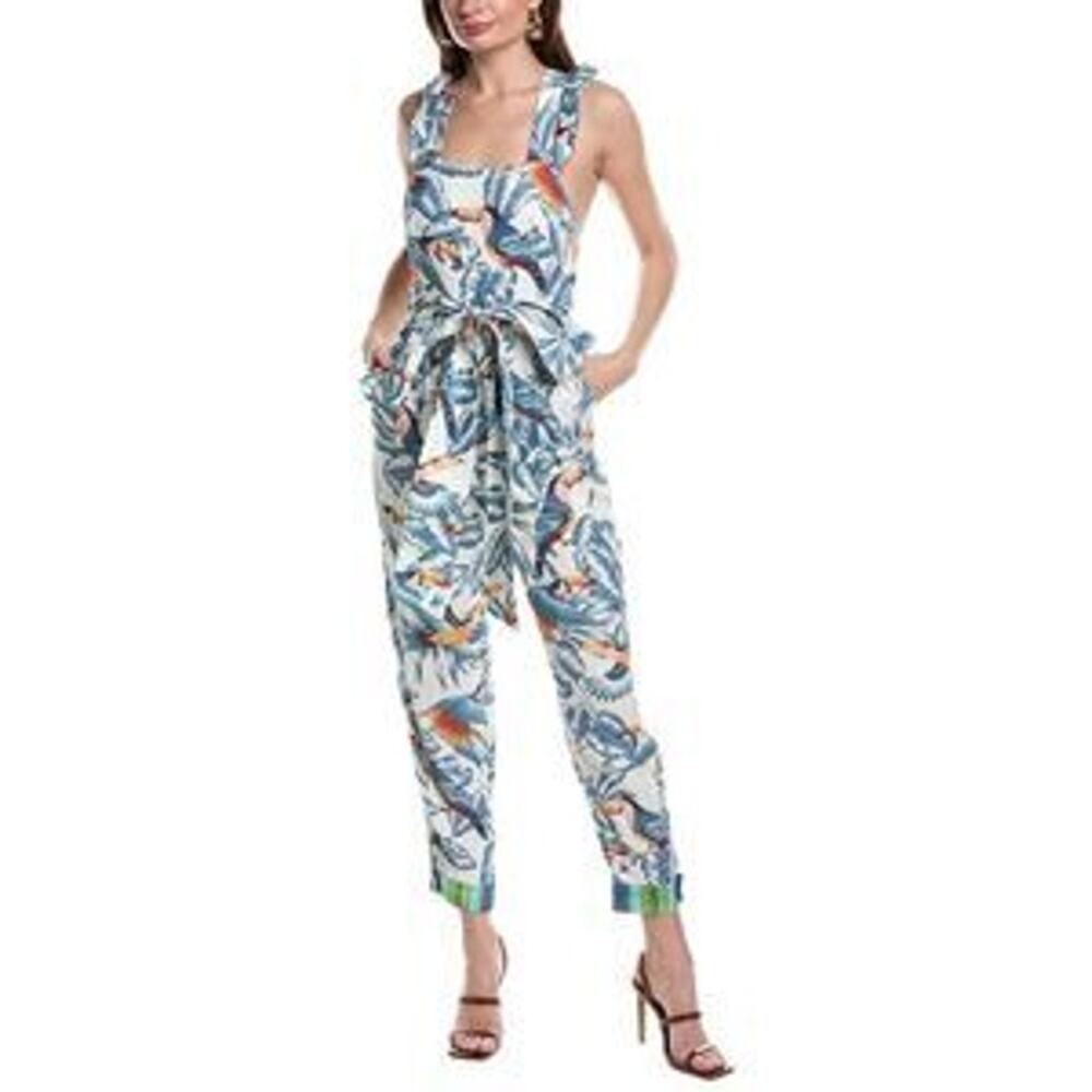 Farm Rio Toucans Crossed Back Frilled Jumpsuit